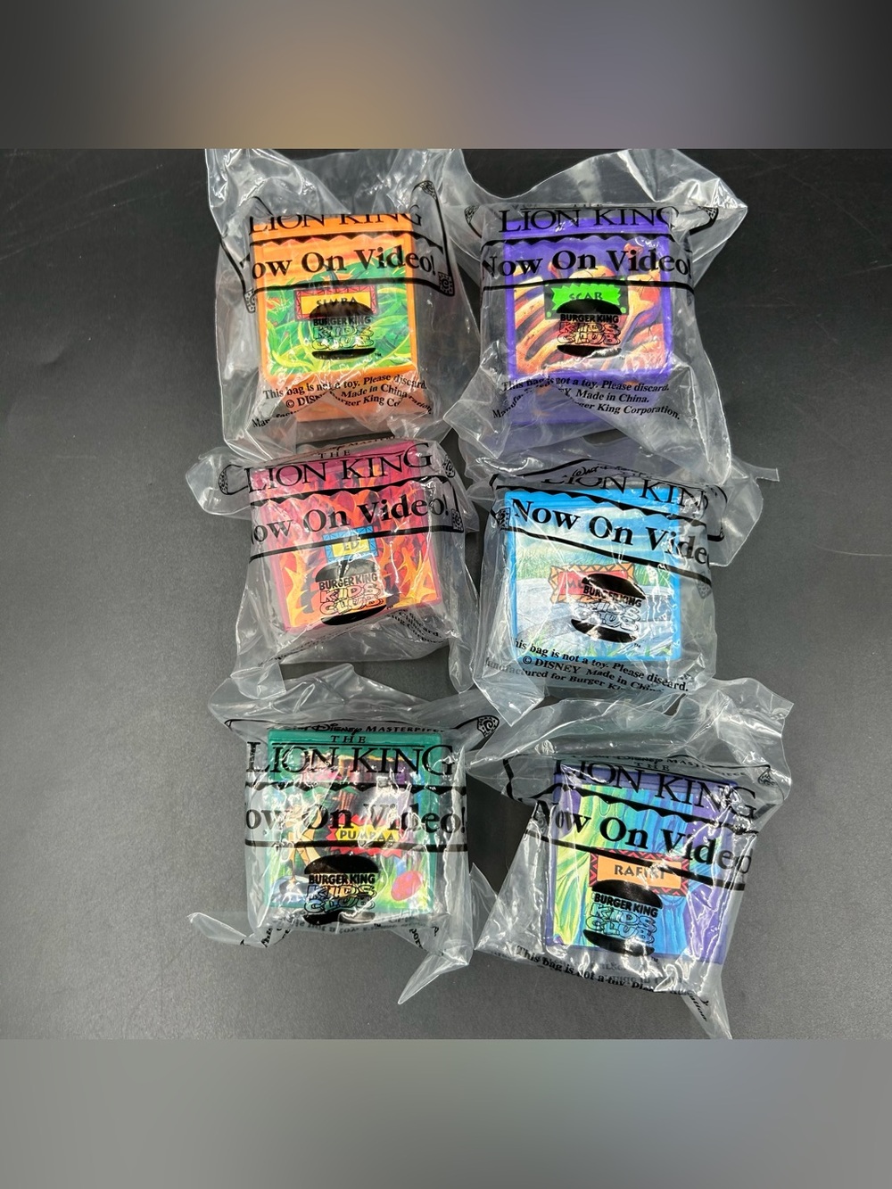 1995 Disney Lion King Burger King Finger Puppets Complete Set 6 Sealed Favors